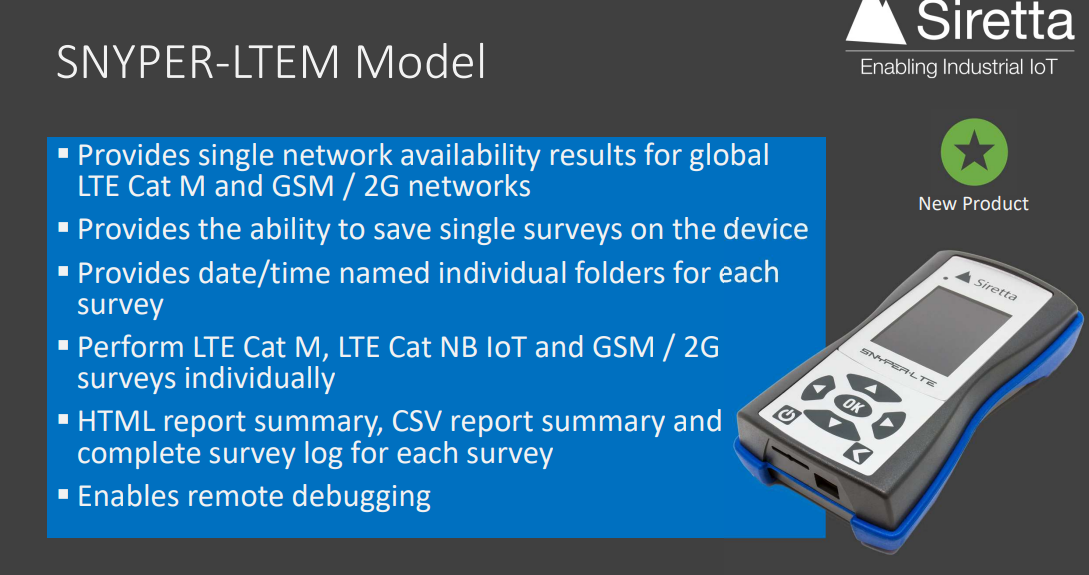 Siretta Snyper-4G/LTEM Coverage measure tool