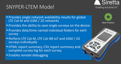 Siretta Snyper-4G/LTEM Coverage measure tool